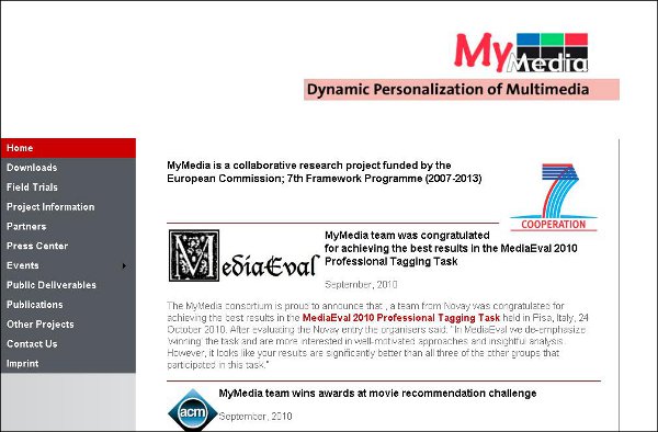 The MyMedia website 