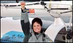Ellen strikes the air