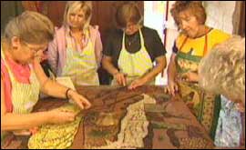 women making a well-dressing