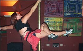 Rachel demonstrates her moves