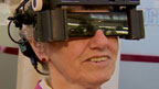 Woman wearing camera glasses