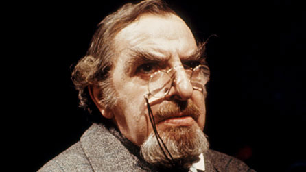 Hugh Griffith in costume for the BBC Playhouse production of The Joke in 1974