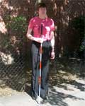 Liz, pictured with her red and white cane