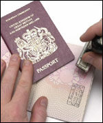 British passport being stamped