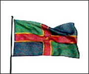 The flag flying.