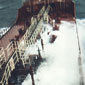 The ocean batters the ship