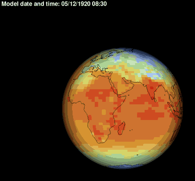 Animation of the Climate Change Experiment software running
