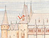 Painting titled 'Parzival sees Knights for the first time' (First in the 'Parzival-Series') by Edward Jakob von Steinle (1884) 