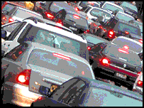 Cars in traffic