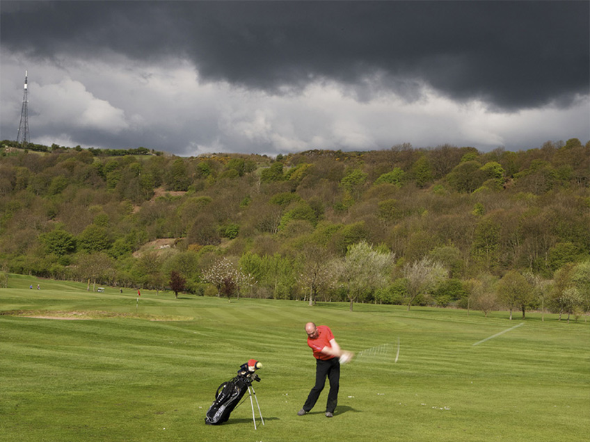 Modernday view of a golf course