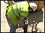 A construction worker hard at work.