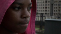 girl wearing pink hoody