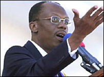 O presidente Jean Bertrand Aristide