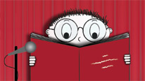 cartoon boy reading book