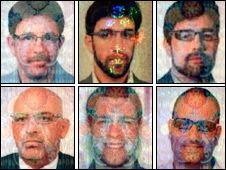 Top row, from left: The suspects named as James Leonard Clarke, Jonathan Louis Graham, Paul John Keeley. Bottom row, from left: Those named as Michael Lawrence Barney, Melvyn Adam Mildiner, Stephen Daniel Hodes