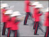 The band marching
