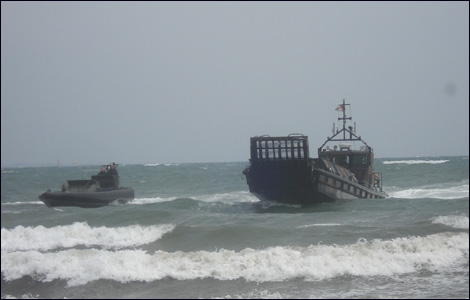 A landing craft off Studland Beach, for D-Day's 65th anniversary (pic: Patricia Beale)