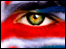 A face painted with the British flag