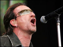 Bono performs at Live8