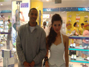 Chris pausing with a model wearing a wedding dress