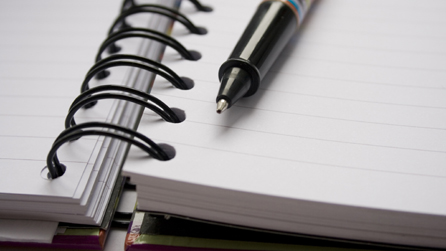 Notepad and pen