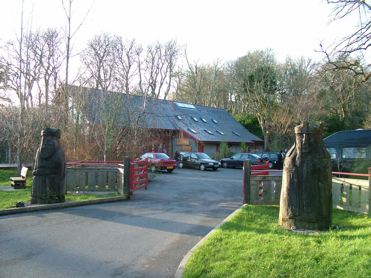 Replica chessmen outside the Woodlands Centre