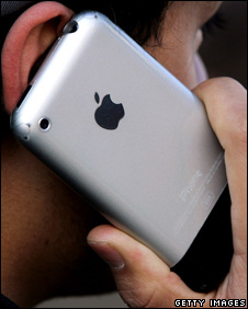 Man using an iPhone