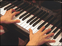 Playing the piano
