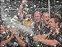 Worcester Warriors shower in champagne!