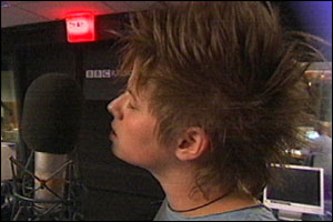 Alex sings live on BBC Radio 1 for a chance to appear on Top of The Pops
