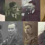 Above left to right, Peter Hyland as a young recruit and then pilot. John Hodgson and Thomas Crane. Below left to right, John Moore, Clifford Smith and Eric Brown as a young man and then as an air-gunner. Above left to right, Peter Hyland as a young recruit and then pilot. John Hodgson and Thomas Crane. Below left to right, John Moore, Clifford Smith and Eric Brown as a young man and then as an air-gunner.