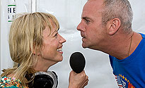 Sara Cox filming at Global Gathering