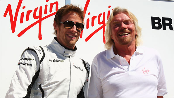 Jenson Button and new Brawn sponsor Richard Branson soak up the sun in Melbourne
