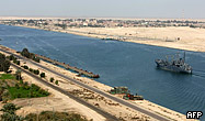 An Egyptian patrol ship navigates in the Suez Canal