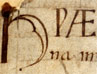 Excerpt from 'Beowulf', an eighth century example of Anglo-Saxon poetry (the pages were badly scorched by a fire in 1731) 