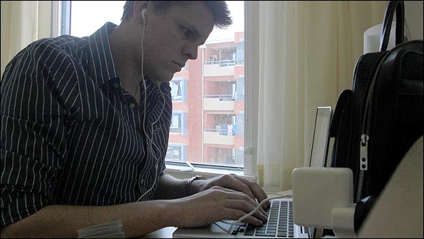 Jake working in his room