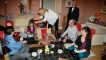 Cast and crew preparing to shoot