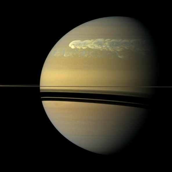 NASA's Cassini spacecraft captures a view of storm churning through the atmosphere in Saturn's northern hemisphere