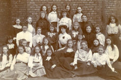 Manchester High School in 1899. Adela Pankhurst, the youngest of the Pankhurst sisters, is on the front row, third from the left.