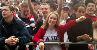 Crowd celebrating