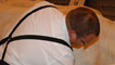 Day 2 - A calf being lovingly hoovered in preparation for the show ring.
