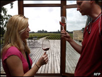 Casal tomando vinho