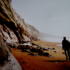 Man at Crumbling Cliffs on Isle of Wight