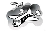 Bloom image of cartoon plane and its emissions