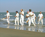 The cricket team arrive for a game of cricket