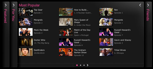 Screenshot: Most Popular section displaying