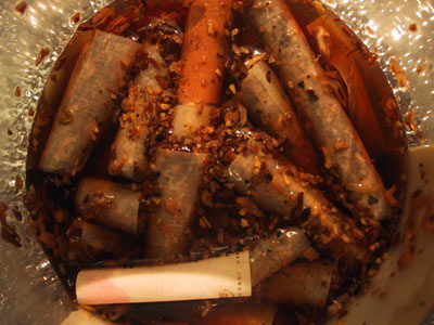 ash tray mess