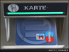 Bank card in ATM
