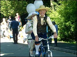 Riding a bike