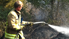 Tackling wild fires in the Rhondda, South Wales